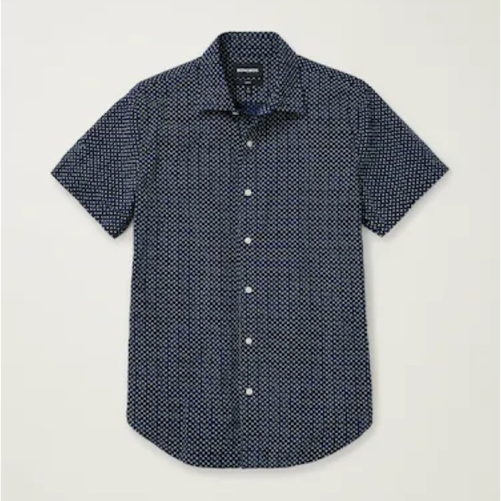 Bonobos Riviera short sleeve button down men’s shirt in Navy Geo pattern